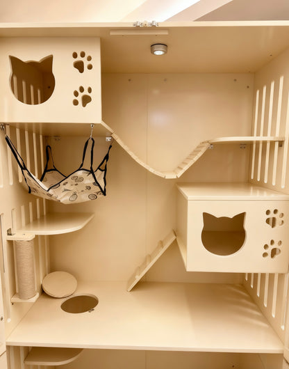 頂級貓別墅｜1.8米高ENF板材貓咪豪宅，120cm寬×60cm深多層互動空間，給貓主子的尊寵私域貓屋貓櫃