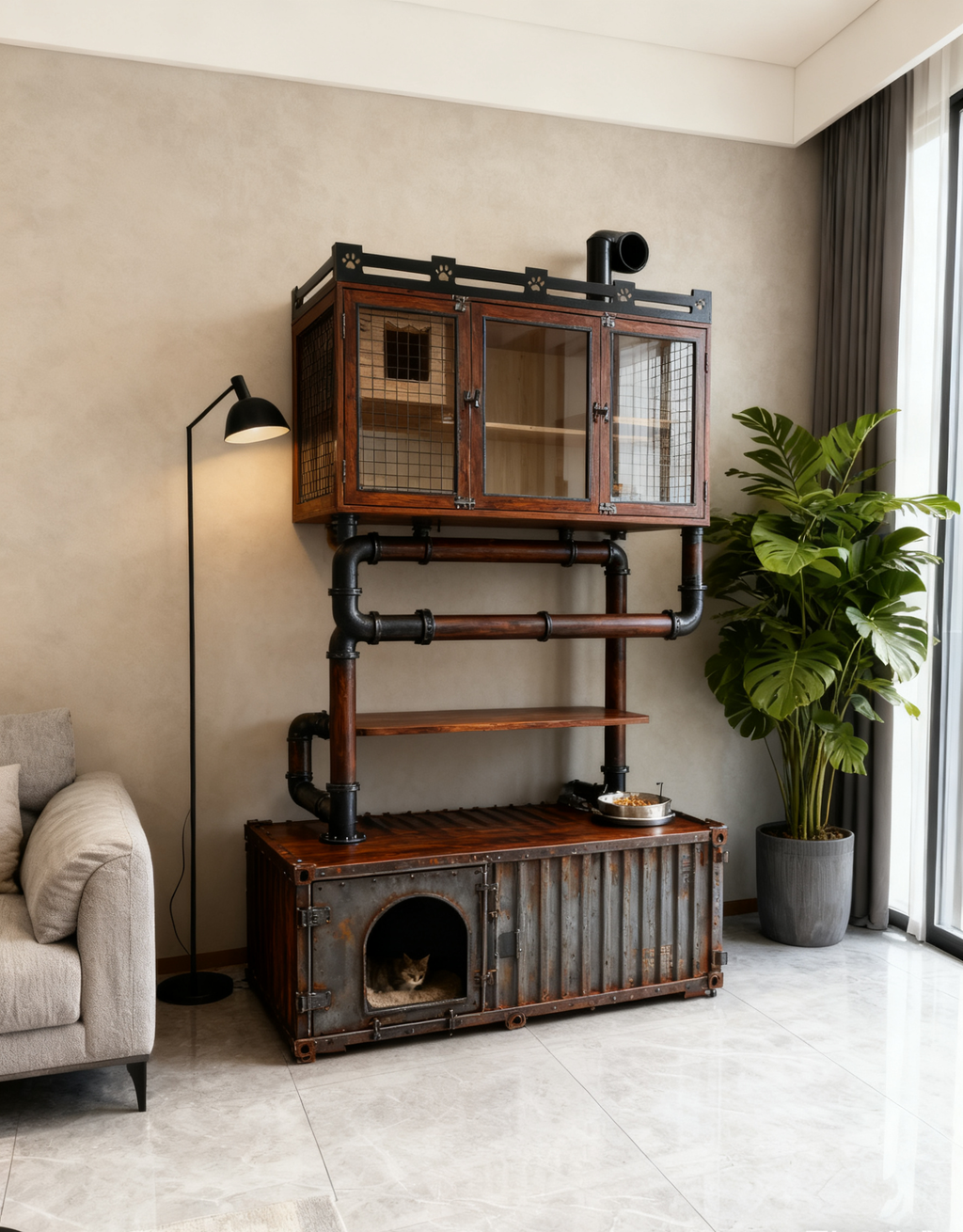 【貓奴必入！工業風貓別墅，港屋都啱放嘅寵物豪宅～】
