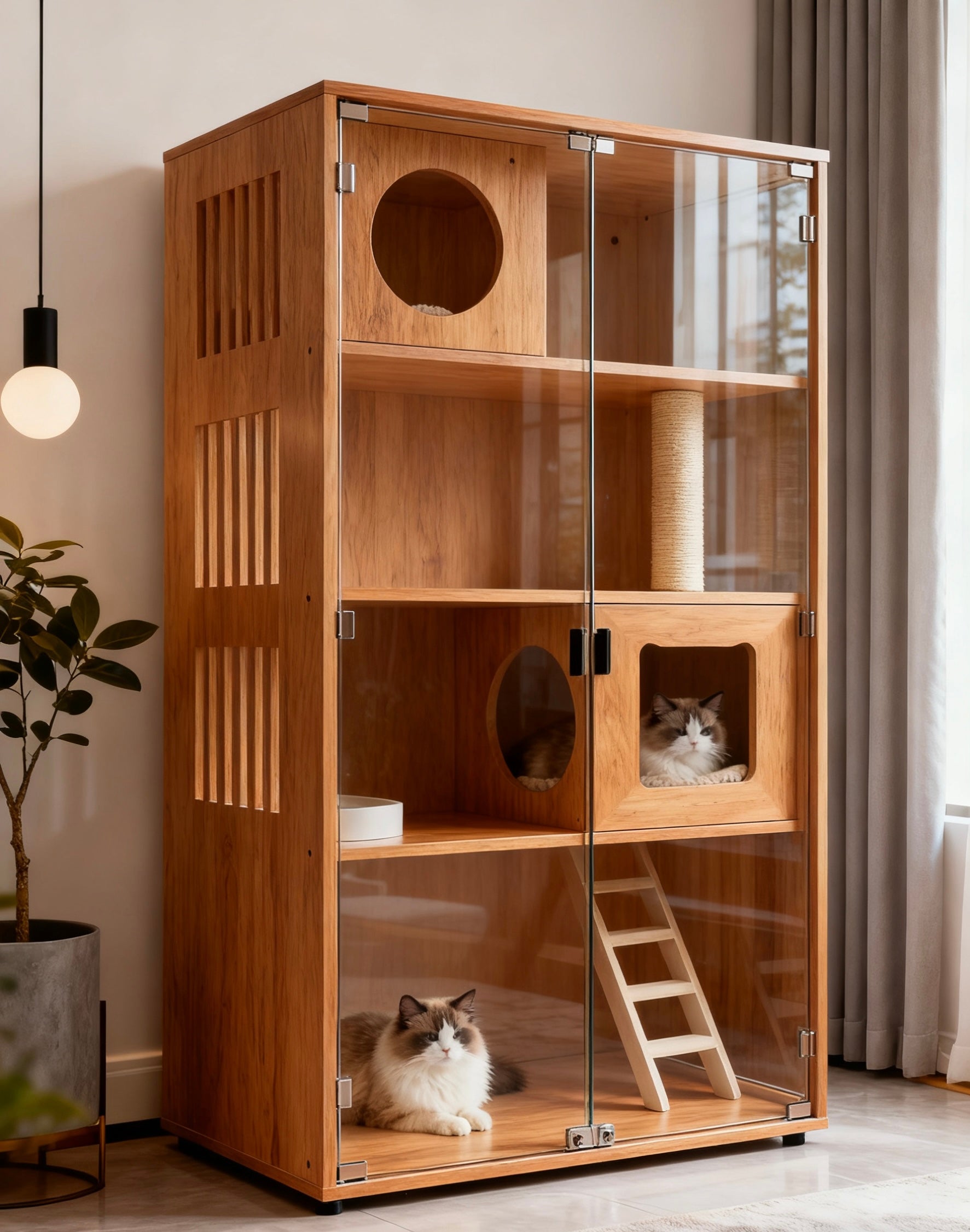 日系風格貓別墅系列：10色選，100×60×160cm大空間，給貓主子的專屬城堡貓櫃貓傢私貓跳台