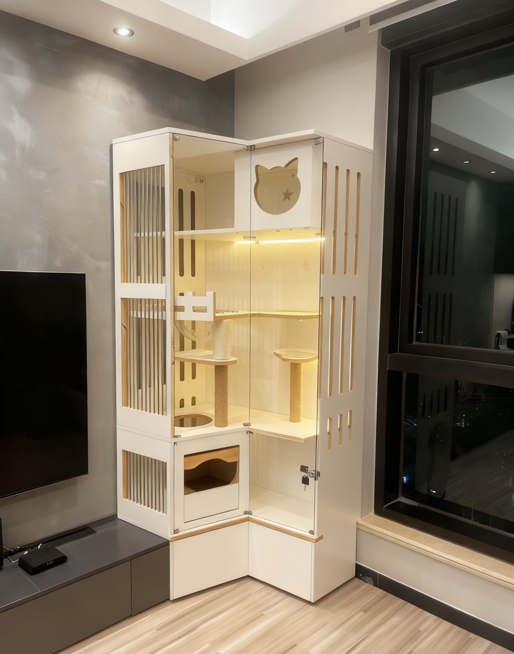 【香港貓奴救星！極簡風貓別墅貓櫃，細單位都啱嘅寵物奢華居所～】