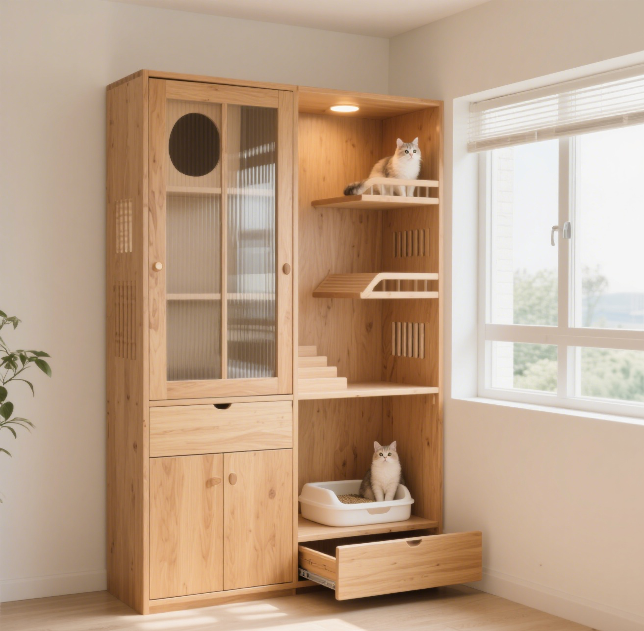 【香港貓奴瘋搶！日系實木貓別墅，細單位都容得下的寵物全能空間～】