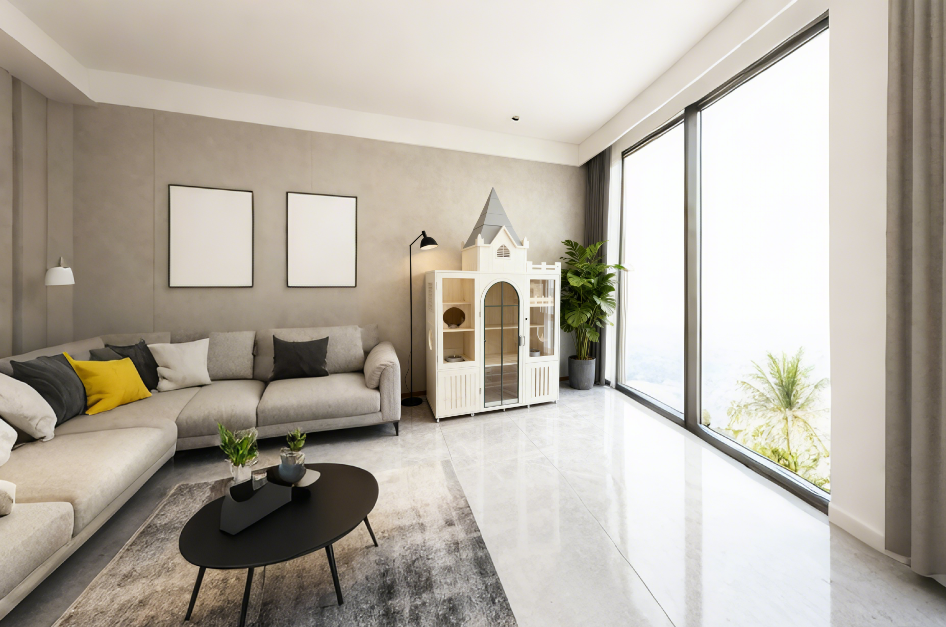 香港貓主子必入】歐式城堡風實木貓別墅 豪華通透玻璃貓屋 多層空間貓窩貓爬架