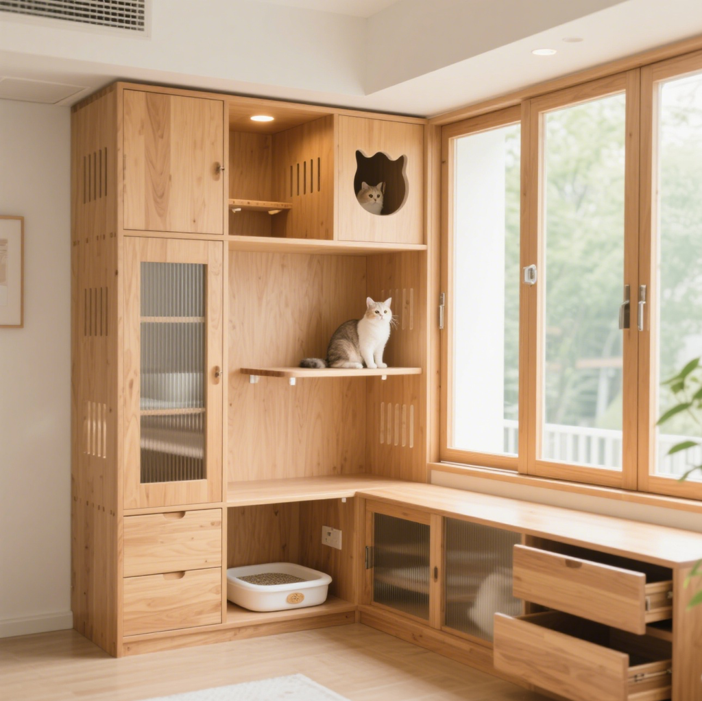 【香港貓奴福音！日系原木貓別墅貓櫃，細單位都啱嘅寵物收納樂園～】