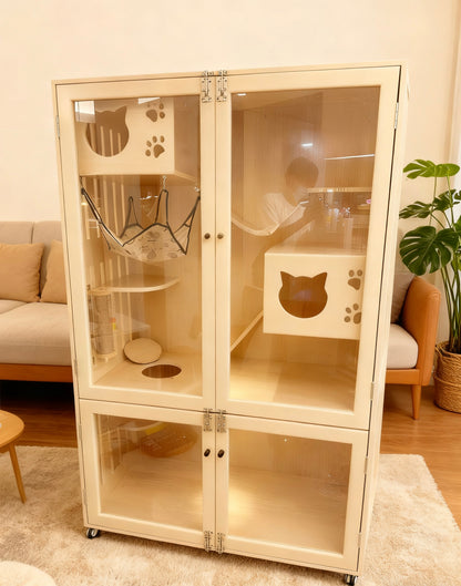 頂級貓別墅｜1.8米高ENF板材貓咪豪宅，120cm寬×60cm深多層互動空間，給貓主子的尊寵私域貓屋貓櫃