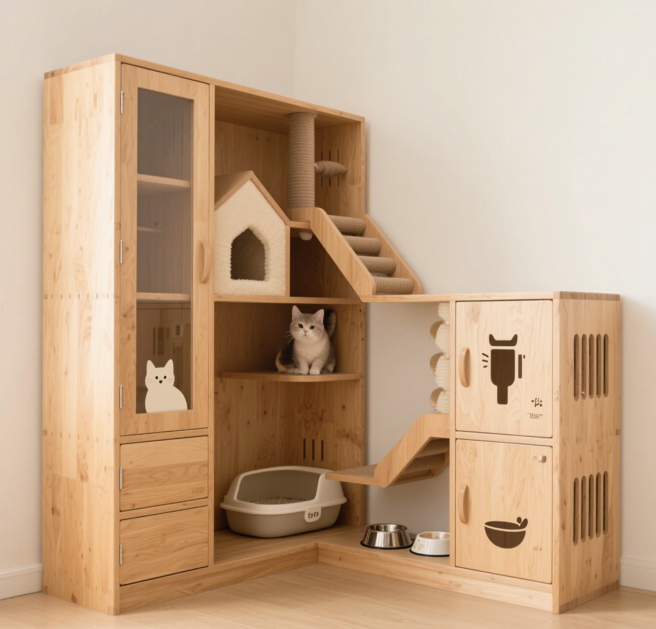 【香港貓奴必儲！日系原木貓別墅貓櫃，細單位都裝得下的寵物樂園～】