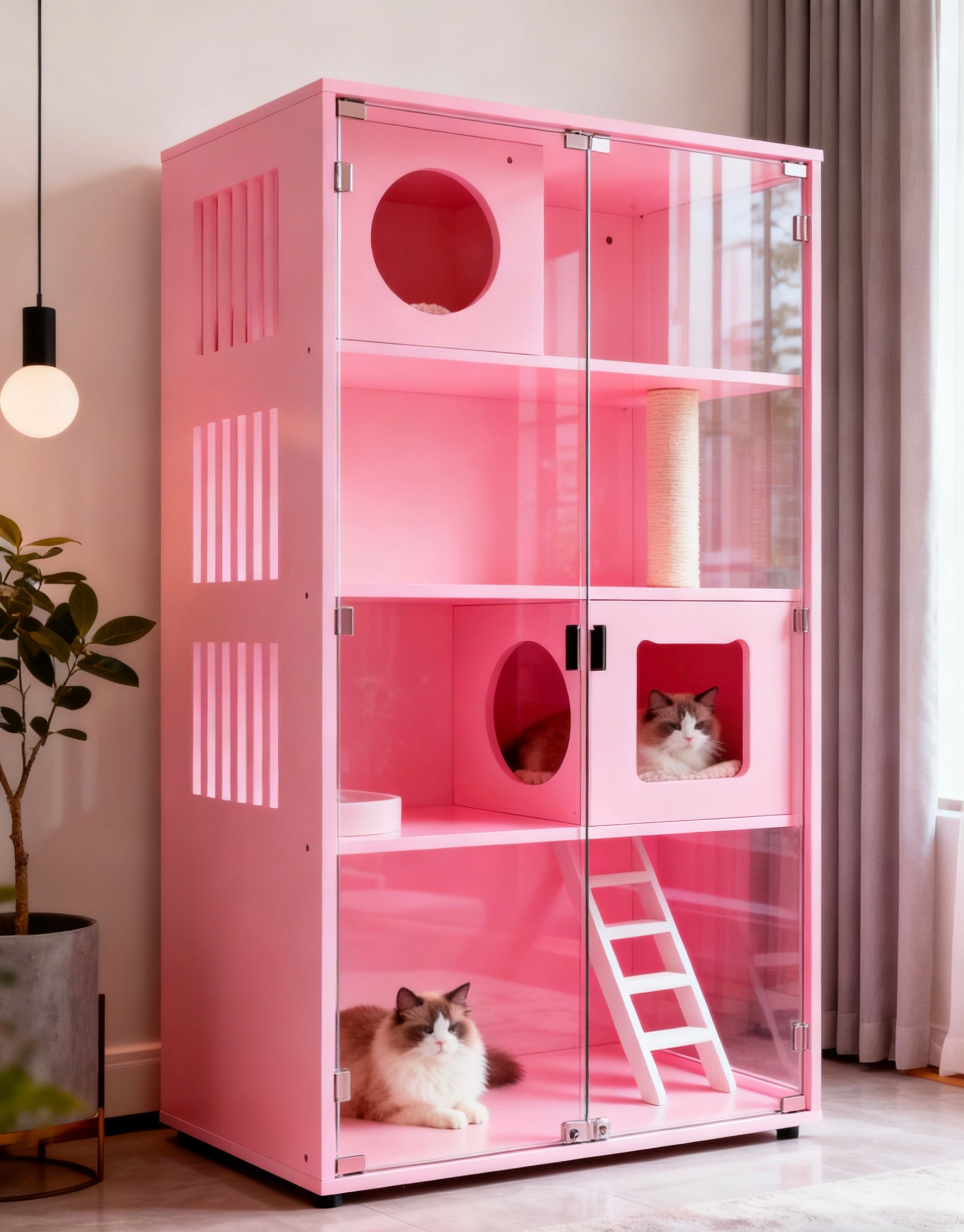 日系風格貓別墅系列：10色選，100×60×160cm大空間，給貓主子的專屬城堡貓櫃貓傢私貓跳台