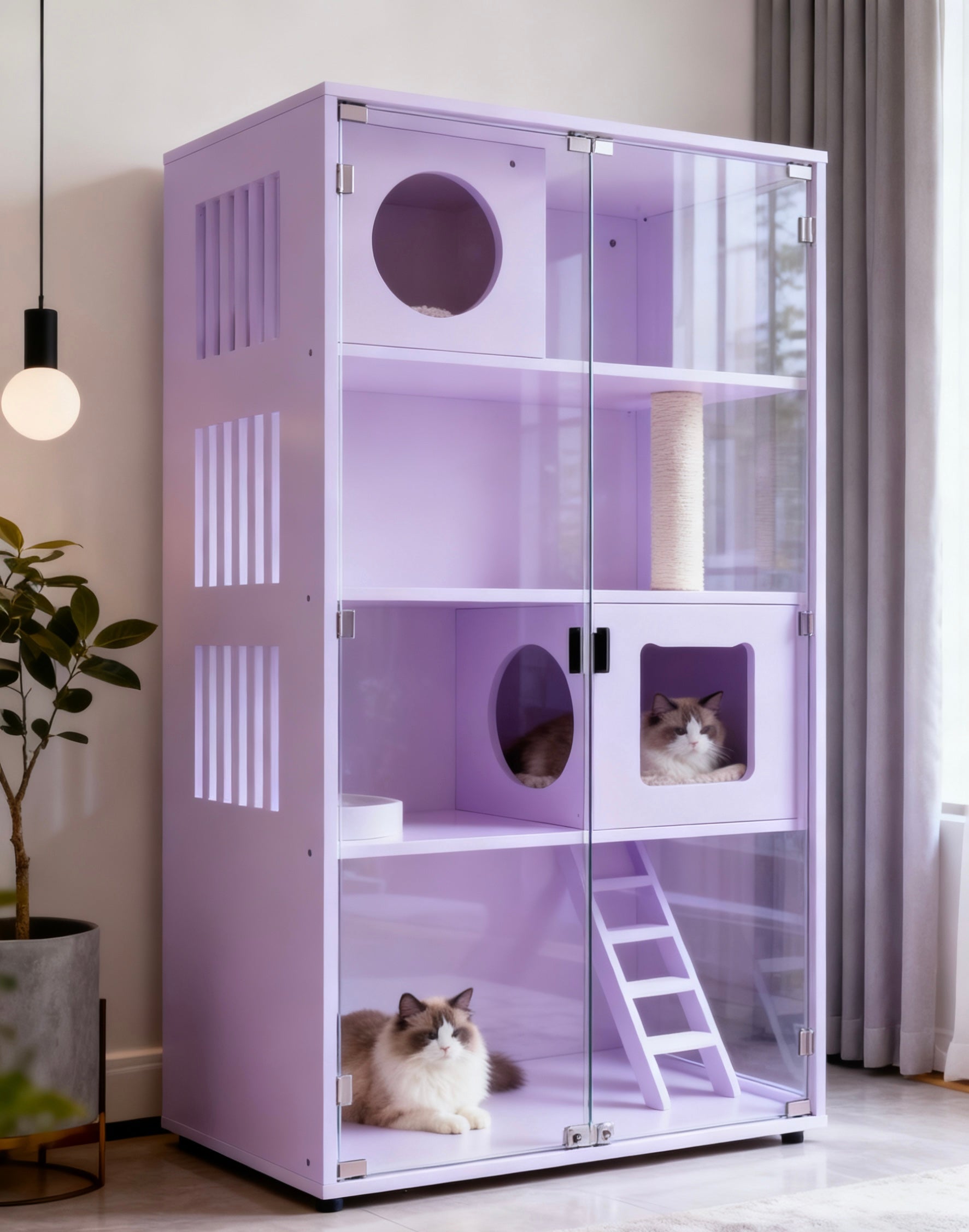 日系風格貓別墅系列：10色選，100×60×160cm大空間，給貓主子的專屬城堡貓櫃貓傢私貓跳台