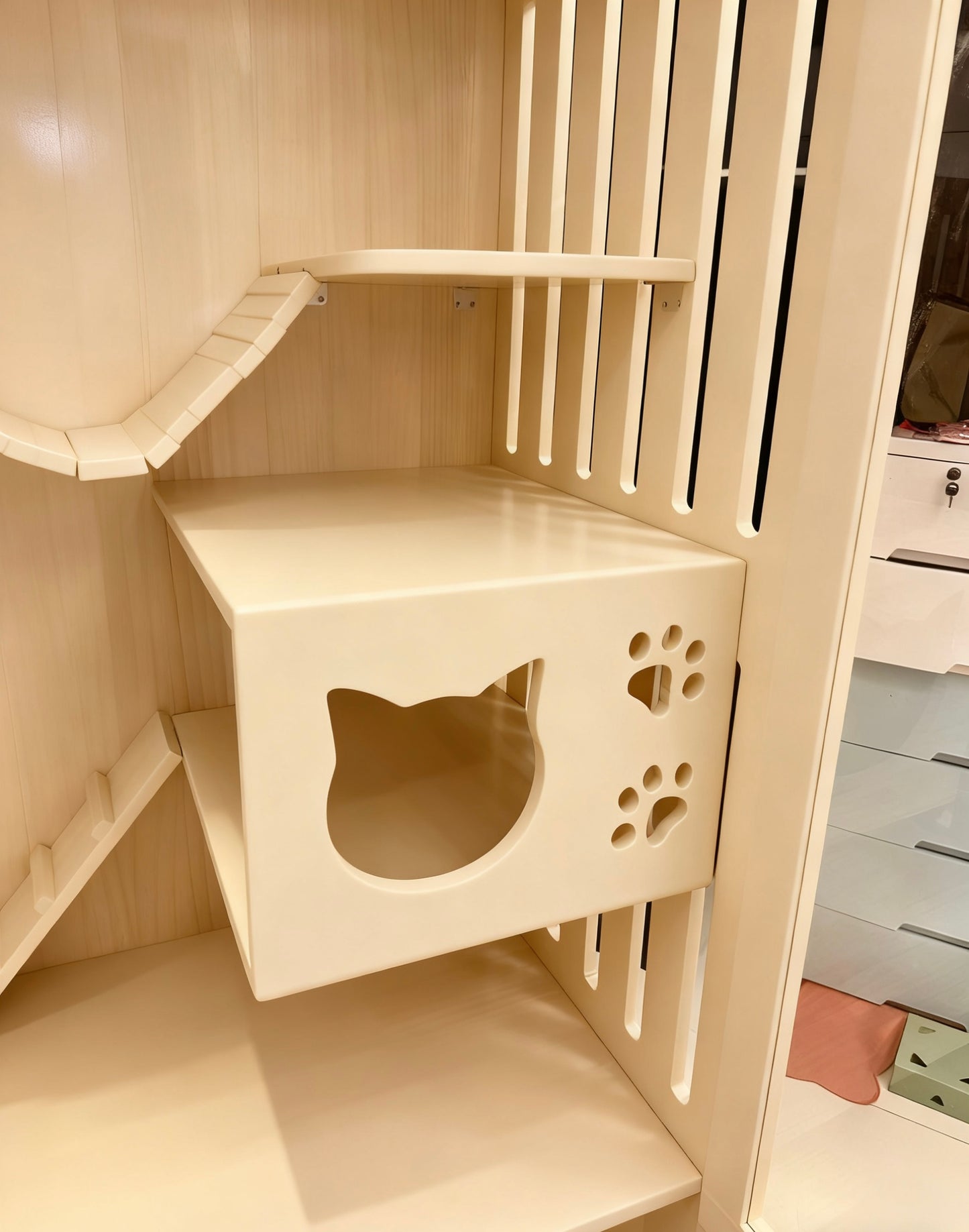 頂級貓別墅｜1.8米高ENF板材貓咪豪宅，120cm寬×60cm深多層互動空間，給貓主子的尊寵私域貓屋貓櫃