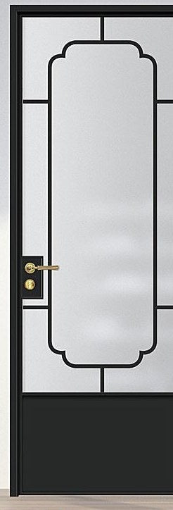 黑框磨砂新中式單扇掩門｜房間門訂造