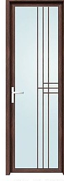 木棕框格條豎格單扇掩門｜浴室廁所廚房門訂造