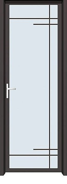 深咖框格條不對稱單扇掩門｜浴室廁所廚房門訂造