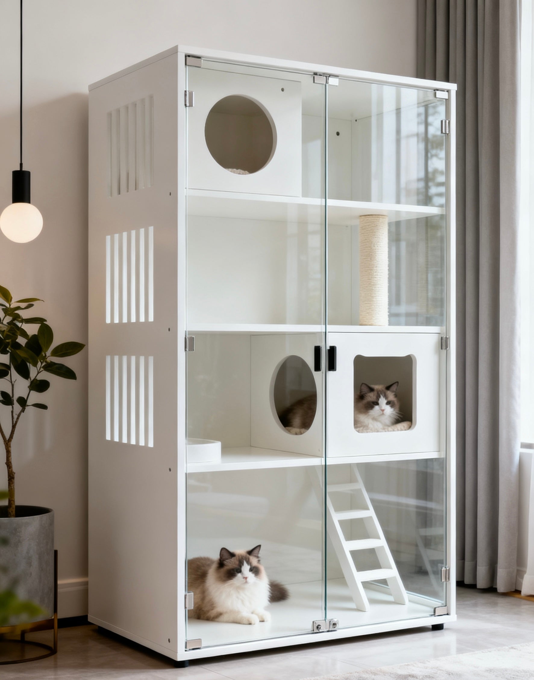 日系風格貓別墅系列：10色選，100×60×160cm大空間，給貓主子的專屬城堡貓櫃貓傢私貓跳台