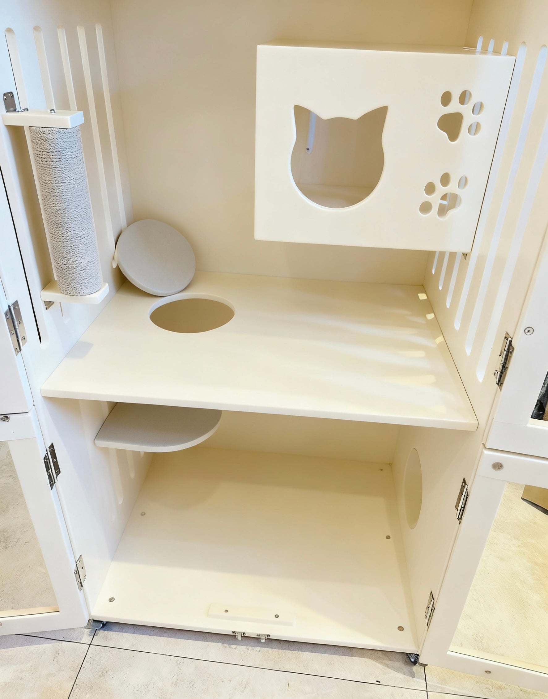 Luksa Kata Vilao | 1,8 metrojn alta ENF-tabula katdomo, 90cm larĝa kaj 60cm profunda plurtavola kata meblaro, endoma privata loĝejo por katoj, kata ŝranko, kata grimpplatformo