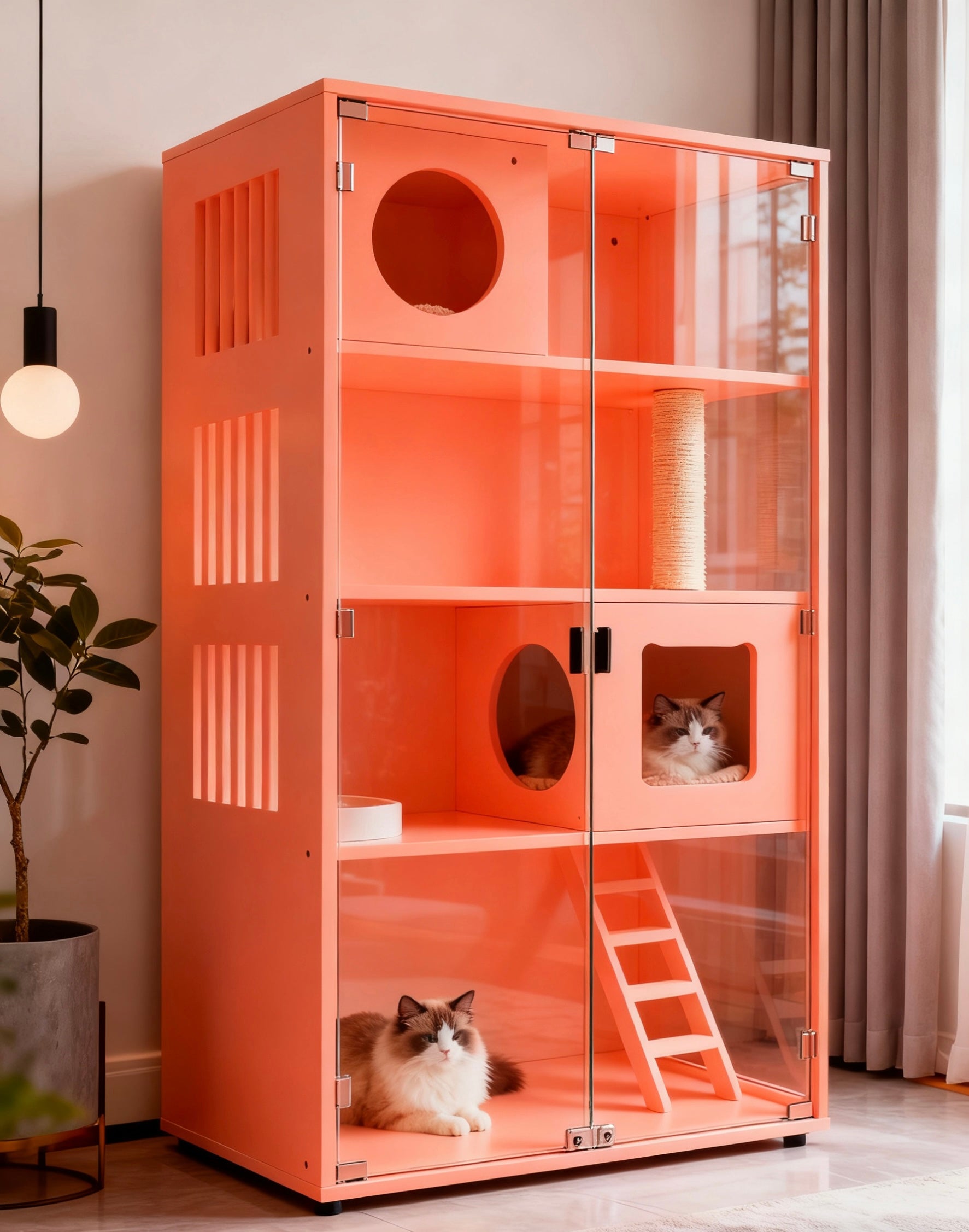日系風格貓別墅系列：10色選，100×60×160cm大空間，給貓主子的專屬城堡貓櫃貓傢私貓跳台
