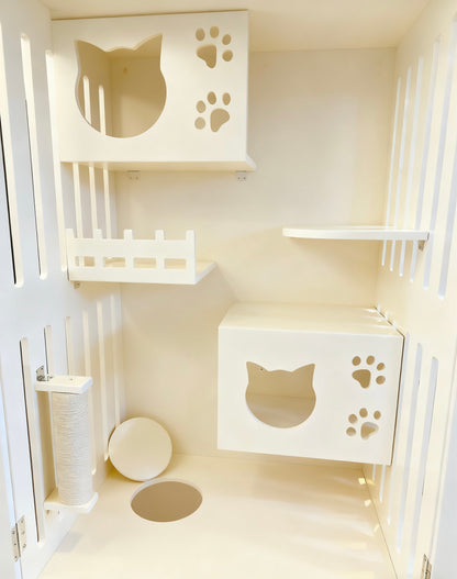 豪華貓別墅｜1.8米高ENF板材貓屋，90cm寬60cm深多層次貓傢俱，室內貓咪專屬私宅，貓櫃，貓跳台