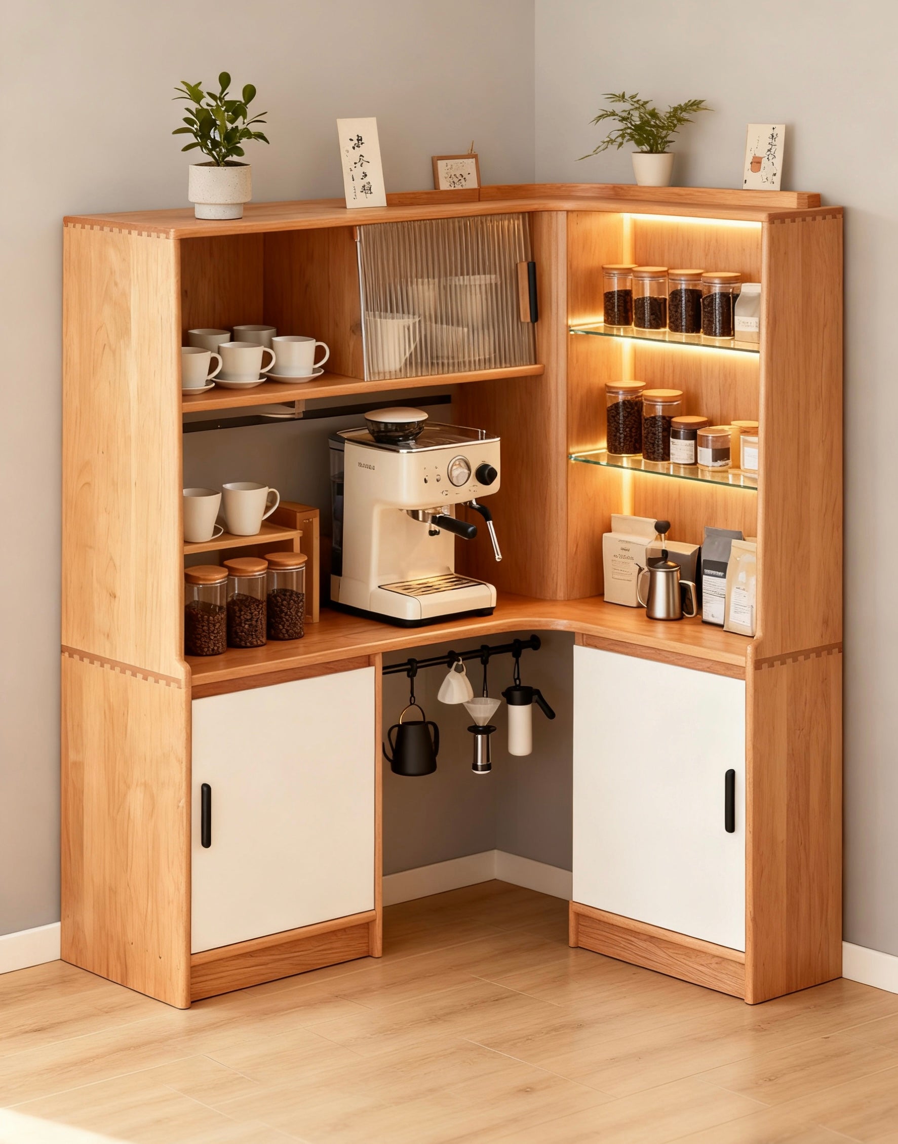 日系風格C字咖啡櫃，為你打造質感咖啡角落，尺寸可訂製，針對性設計