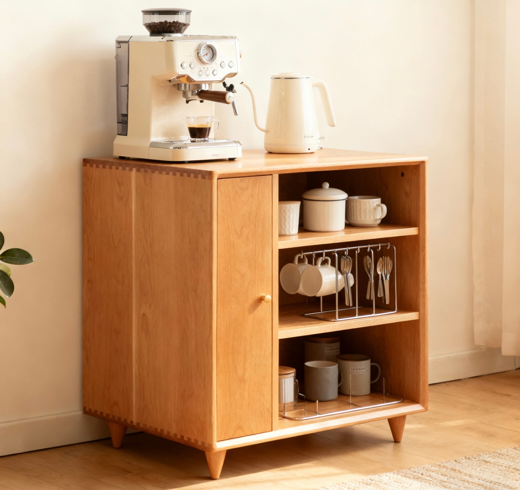 原木C字櫃（加大容量款）- 咖啡機專屬收納，客廳餐邊一體實用款