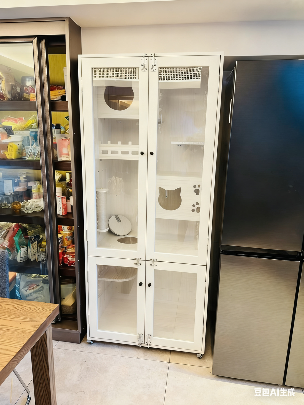 Luksa Kata Vilao | 1,8 metrojn alta ENF-tabula katdomo, 90cm larĝa kaj 60cm profunda plurtavola kata meblaro, endoma privata loĝejo por katoj, kata ŝranko, kata grimpplatformo