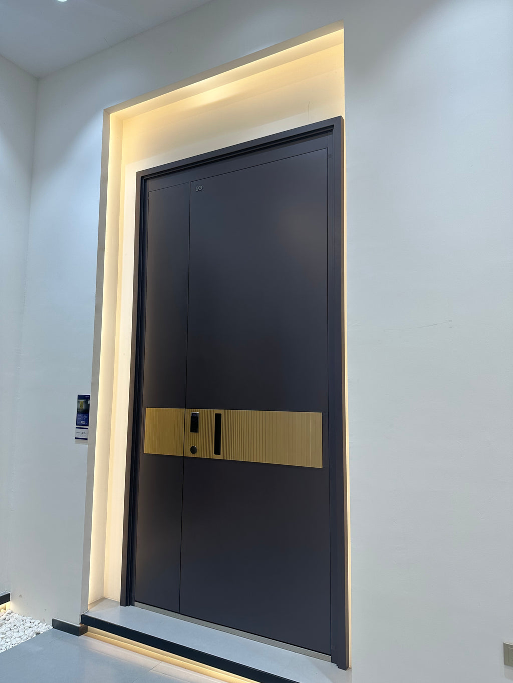 《【港宅奢選】鑄鋁雙開大門｜啞黑配金條紋 豪宅門面夠晒排場》