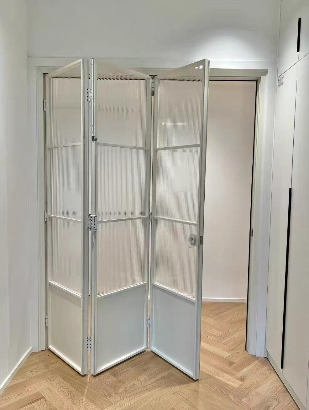 【白框極窄趟門折疊門｜香港單位必備！通透採光+靈活間隔】