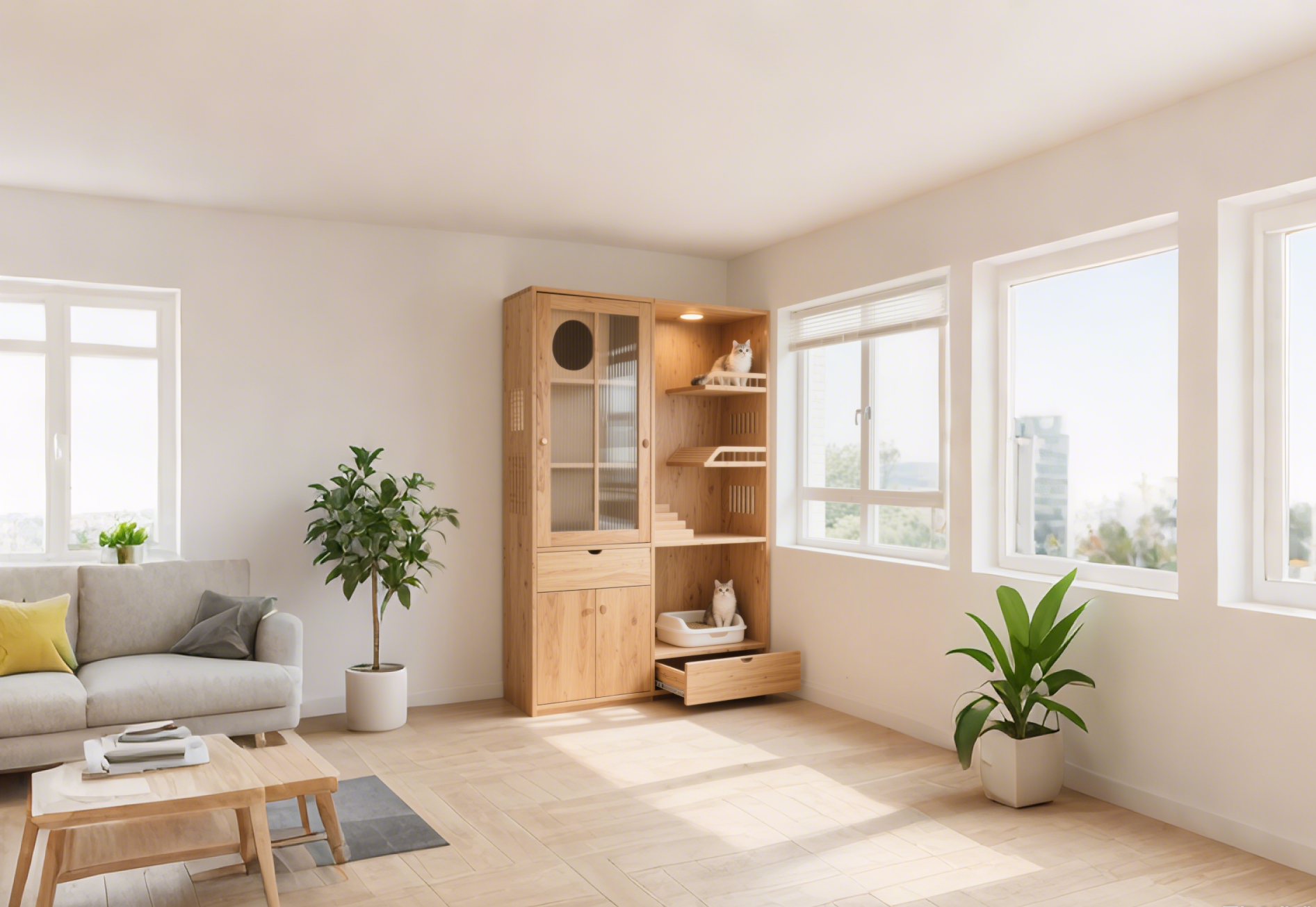 【香港貓奴瘋搶！日系實木貓別墅，細單位都容得下的寵物全能空間～】