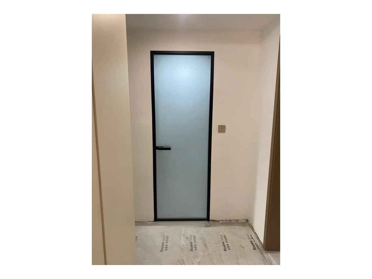 香港玻璃掩門訂造｜廁所門廚房門・鋁框玻璃平開掩門（款式編號110）｜GO straight生活設計