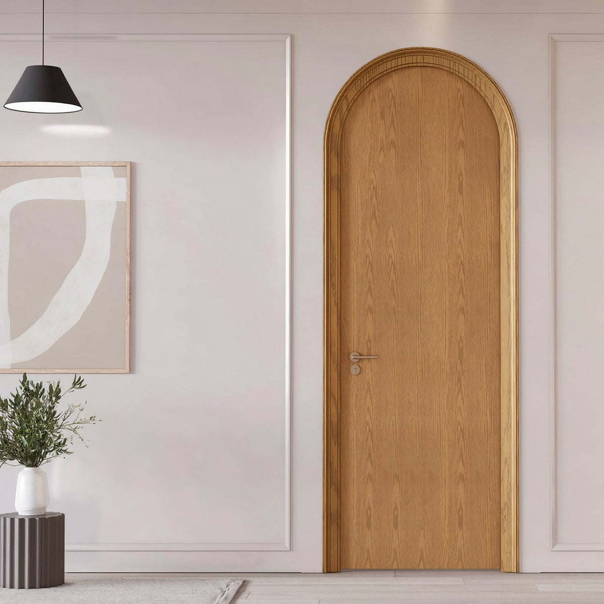 拱形頂實木複合室內門｜Arched-Top Engineered-Wood Interior Door