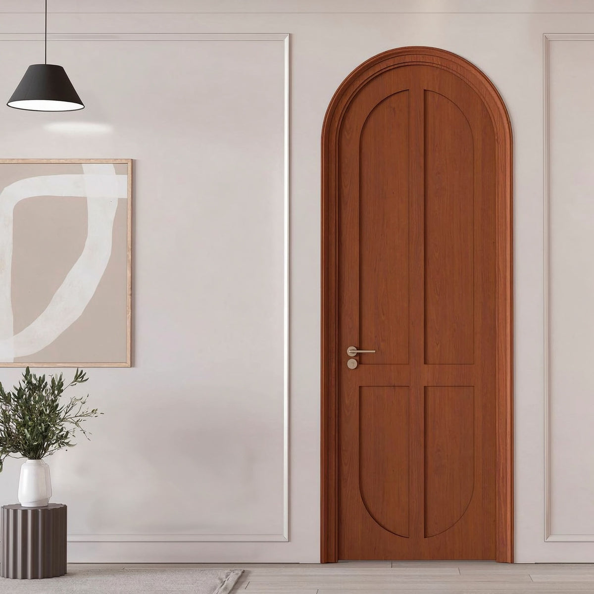 拱形頂實木複合室內門｜Arched-Top Engineered-Wood Interior Door