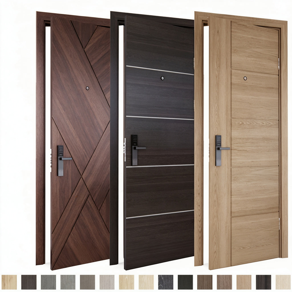 深胡桃橫線木質防火門｜Dark Walnut Horizontal Timber Fire Door