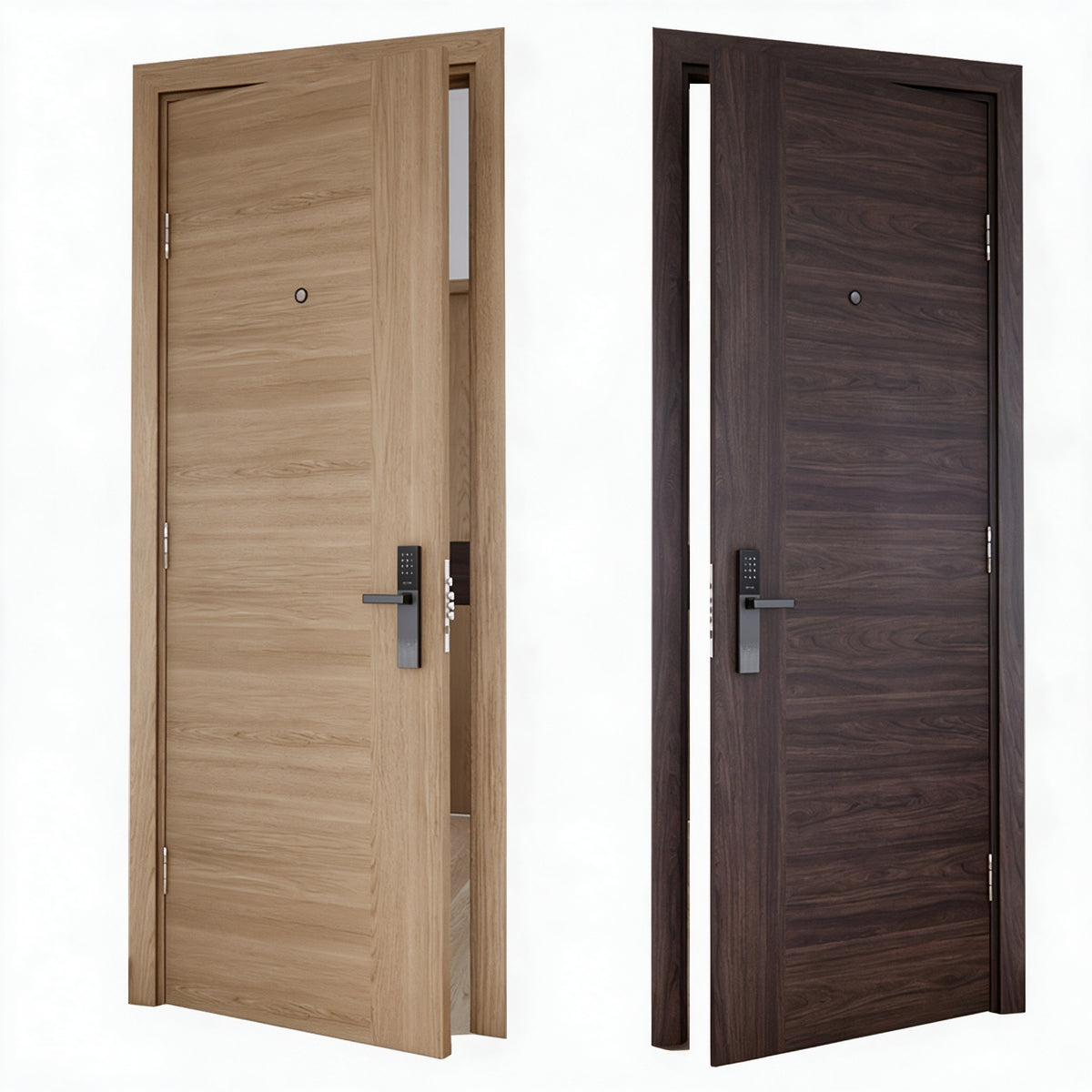深胡桃橫線木質防火門｜Dark Walnut Horizontal Timber Fire Door