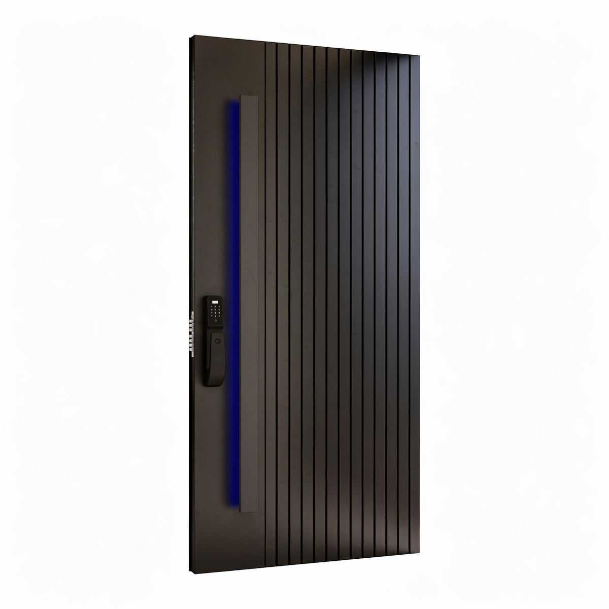 黑色豎柵鑄鋁偏軸門｜Black Vertical-Rib Cast-Aluminium Pivot Door