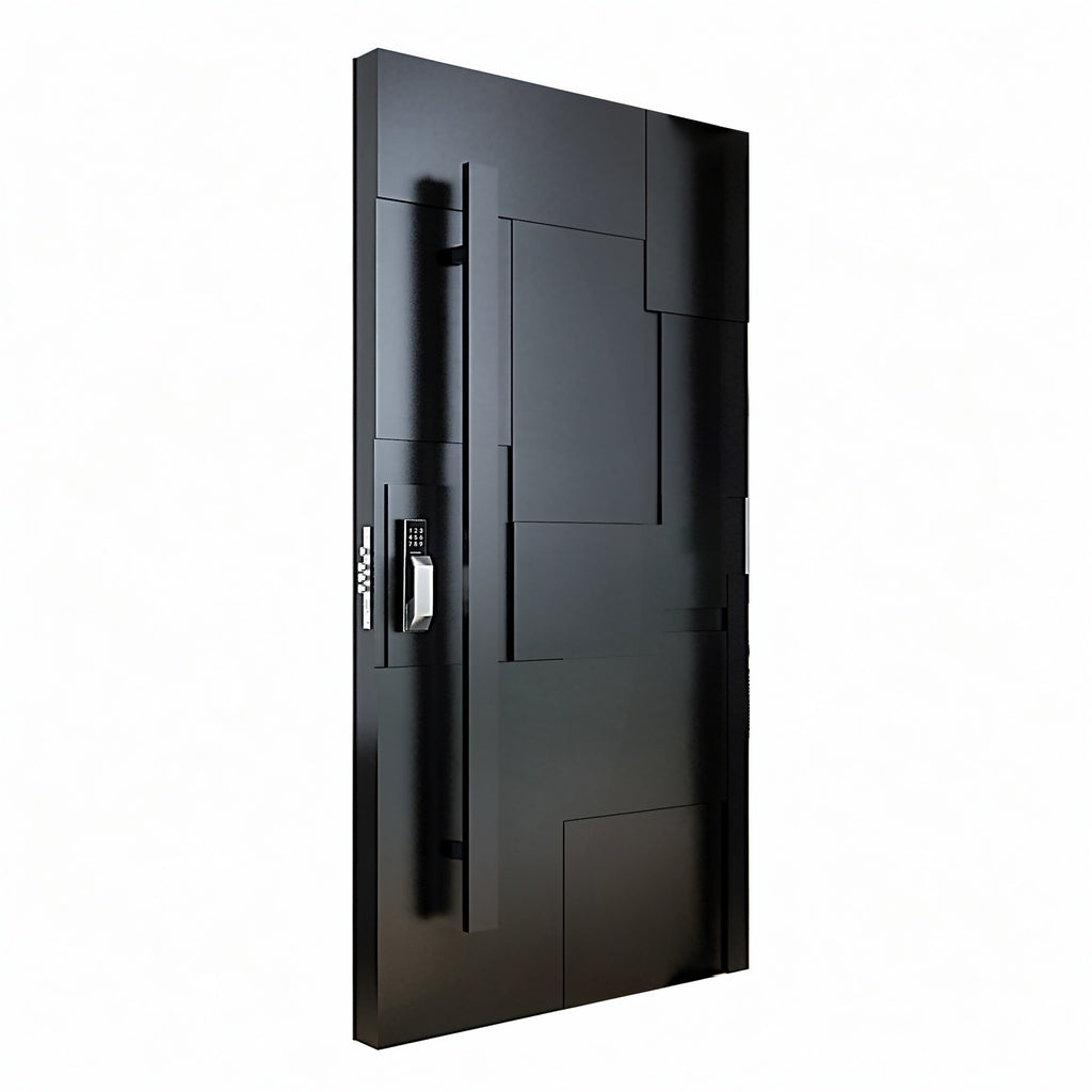 黑色鋁框玻璃鑄鋁轉軸門｜Black Aluminium-Framed Glass Cast-Aluminium Pivot Door