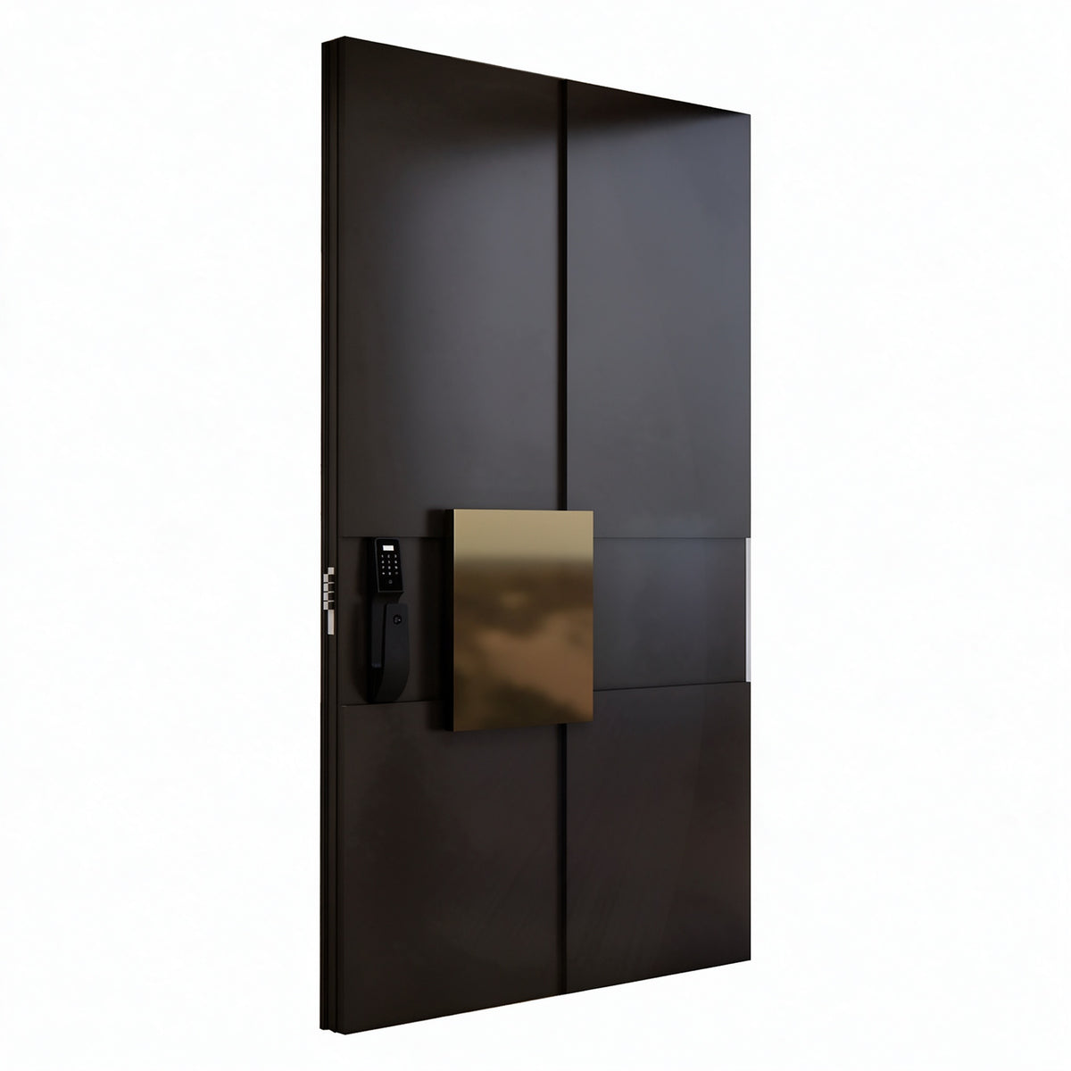 黑金長拉手中軸鑄鋁門｜Black & Gold Long-Pull Central-Pivot Cast-Aluminium Door