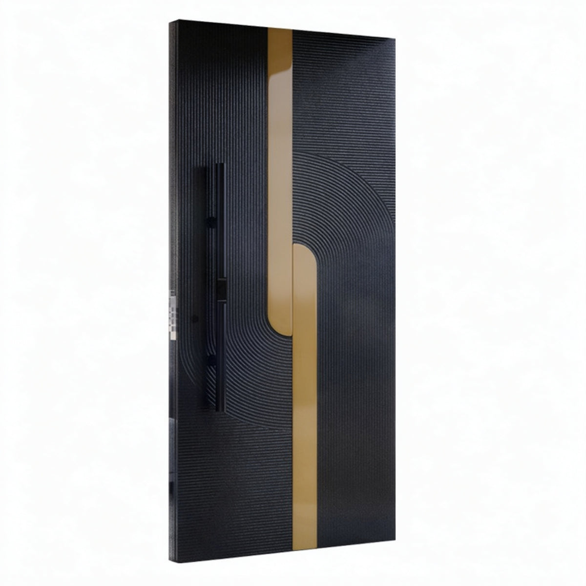 黑金智能鎖鑄鋁轉軸門｜Black & Gold Smart-Lock Cast-Aluminium Pivot Door