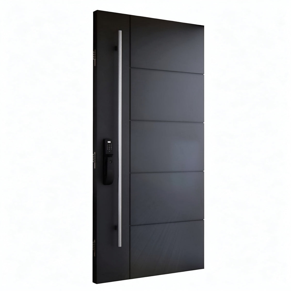 黑色橫線極簡鑄鋁偏軸門｜Black Horizontal Minimalist Cast-Aluminium Pivot Door