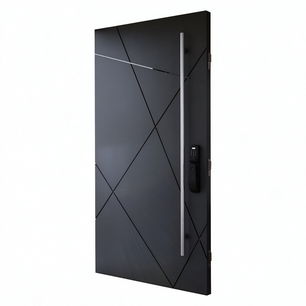 鋼琴黑現代鑄鋁樞軸門｜Piano-Black Modern Cast-Aluminium Pivot Door