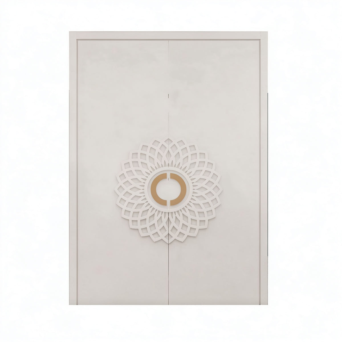 白色歐式雕花智能鑄鋁雙開門｜White European Ornate Smart Double Cast-Aluminium Door