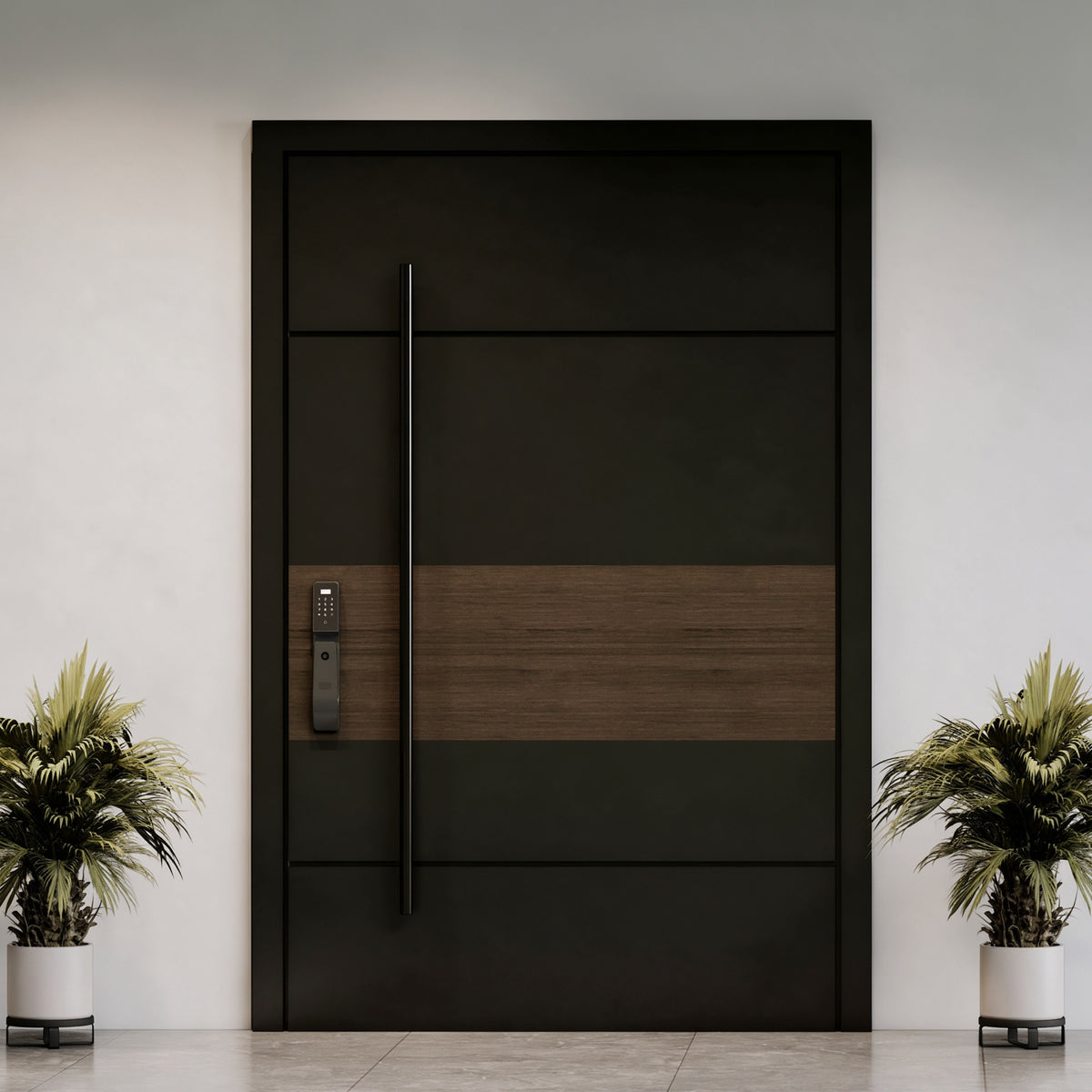 白色歐式雕花智能鑄鋁雙開門｜White European Ornate Smart Double Cast-Aluminium Door