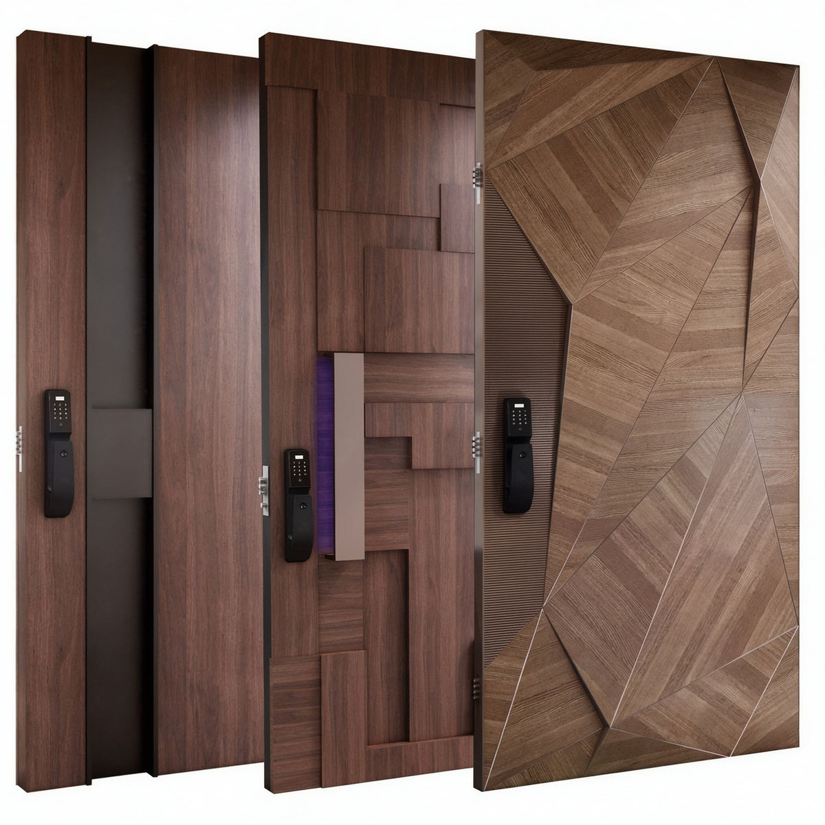 木質立體拼花轉軸入戶門｜Timber 3D-Parquet Pivot Entry Door
