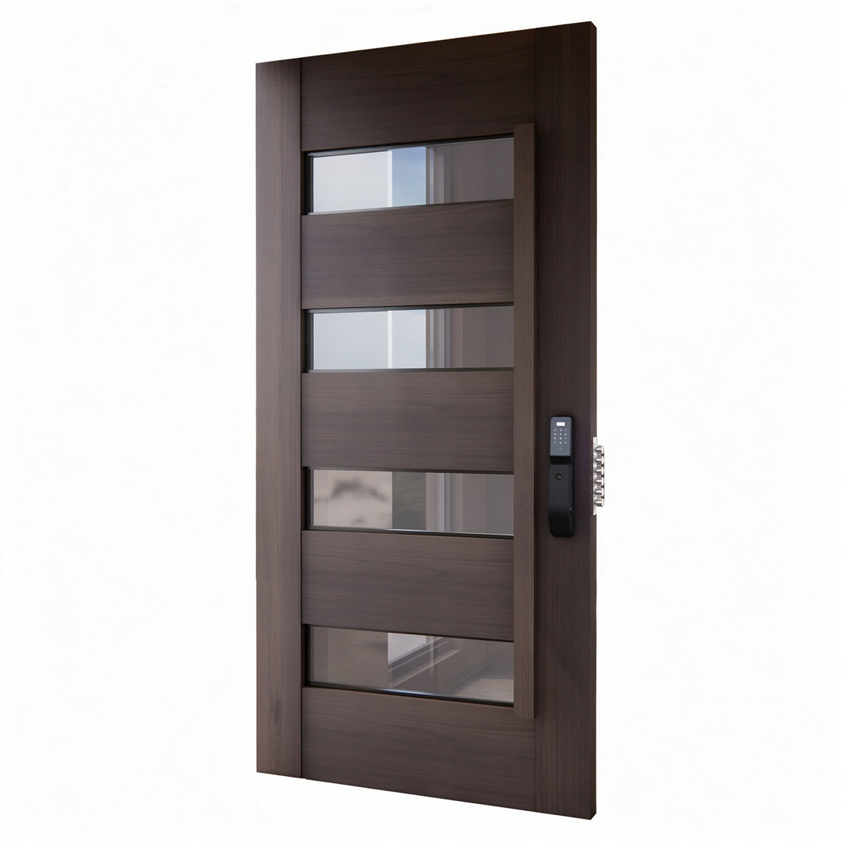 深胡桃木質轉軸入戶門｜Dark Walnut Timber Pivot Entry Door