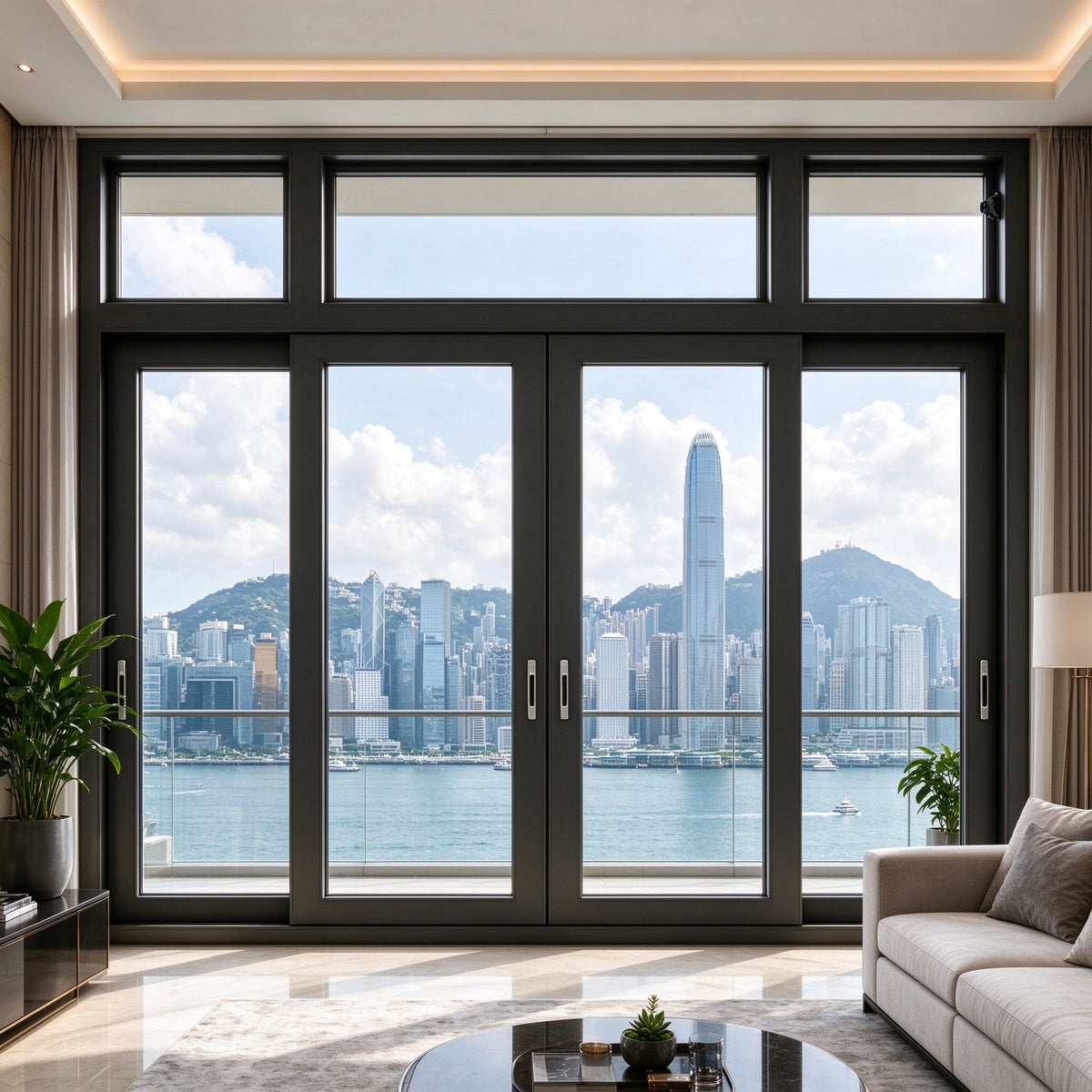 加厚斷橋鋁推拉窗｜香港封陽台窗訂造 維多利亞港景觀